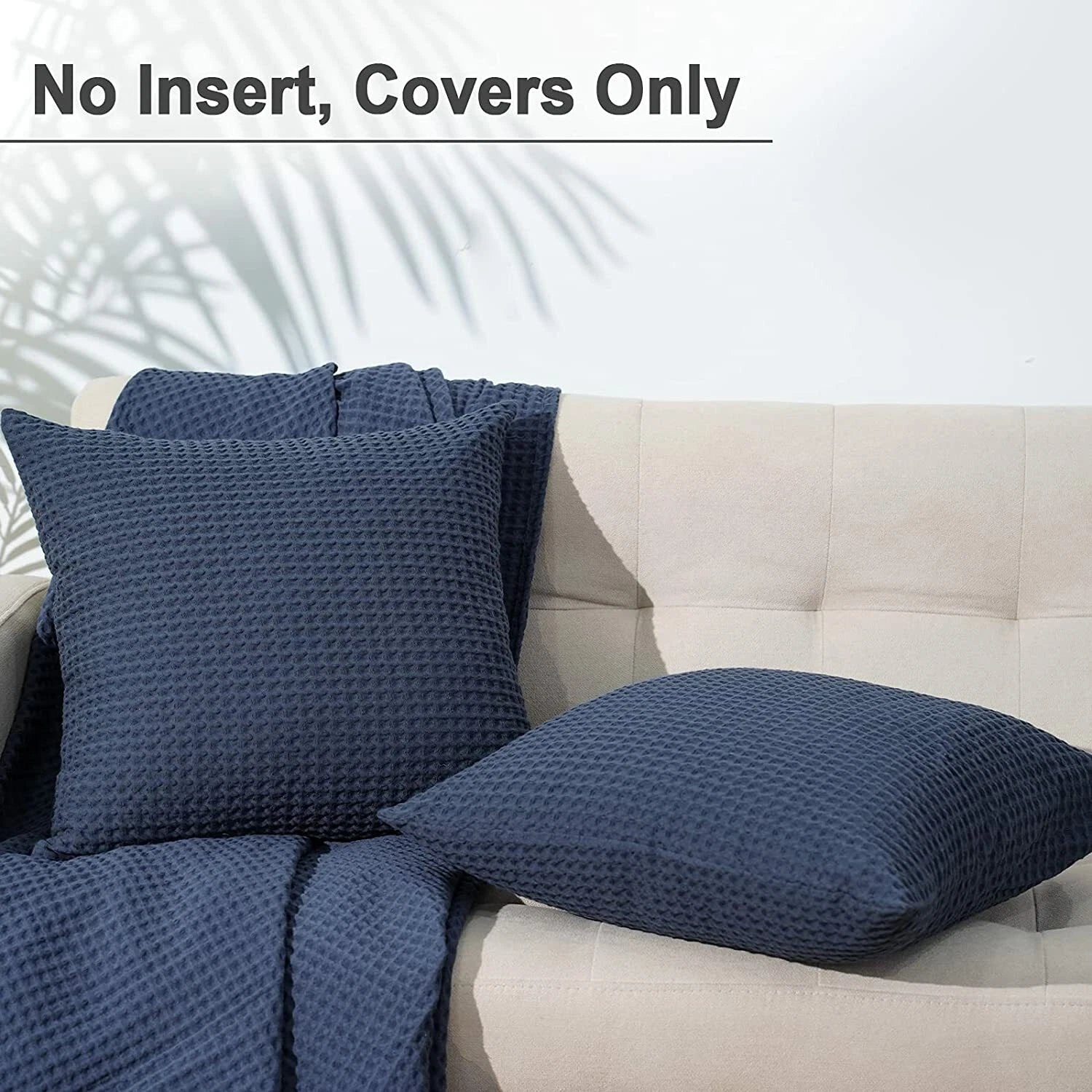 PHF 100% Cotton Waffle Weave Euro Pillow Zip Cases Covers Bed Sofa 26x26 Blue