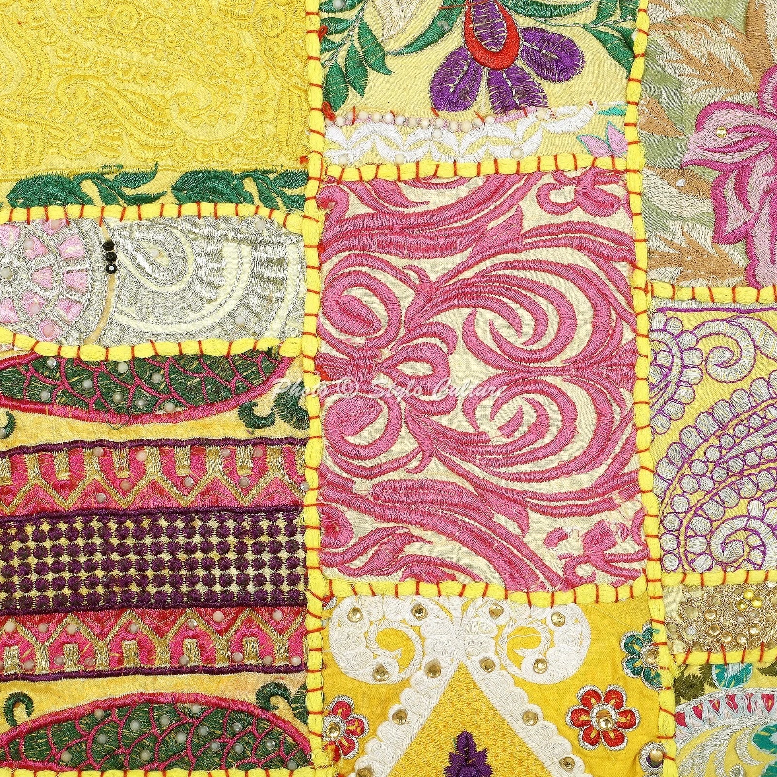 Pillow Cover Patchwork Vintage Decor Car Sofa Cushion Case 16 x 16 in