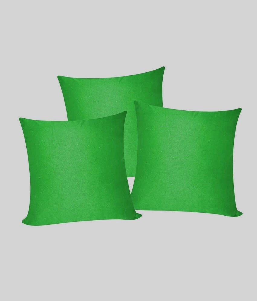 3 x Plain Satin 12 x 12 Green Cushion Cover / Pillow Cases /Sofa Décor