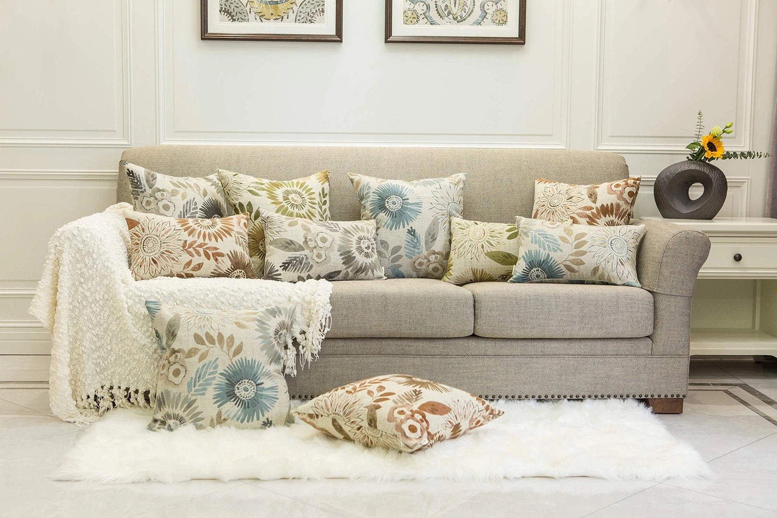 Pack of 2 Decorative Throw Pillows Cases Cushion Cover for Sofa Couch Bed,Sun...