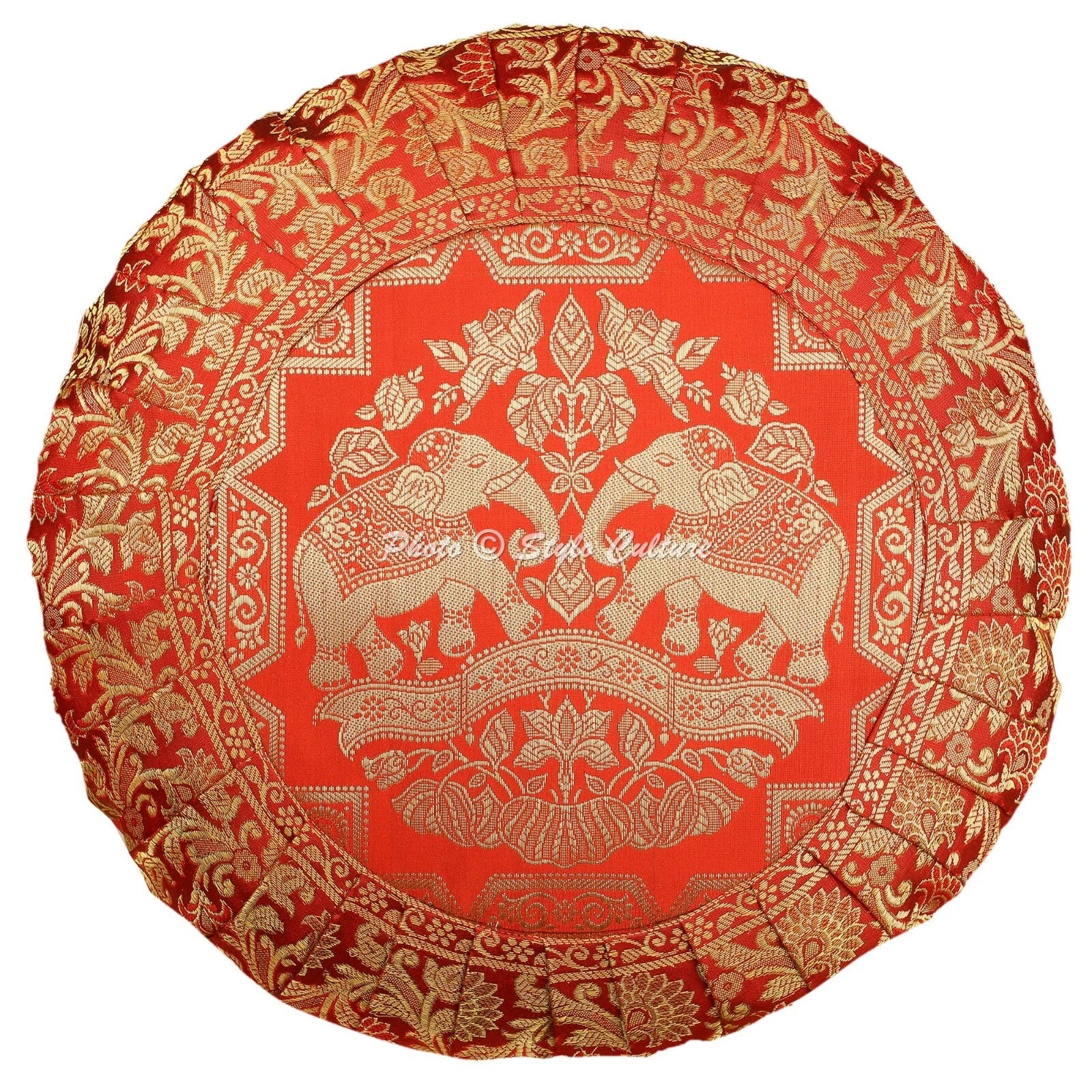 Pillow Cover Elephant Brocade Jacquard Decor Car Sofa Cushion Case 17 x 17 in