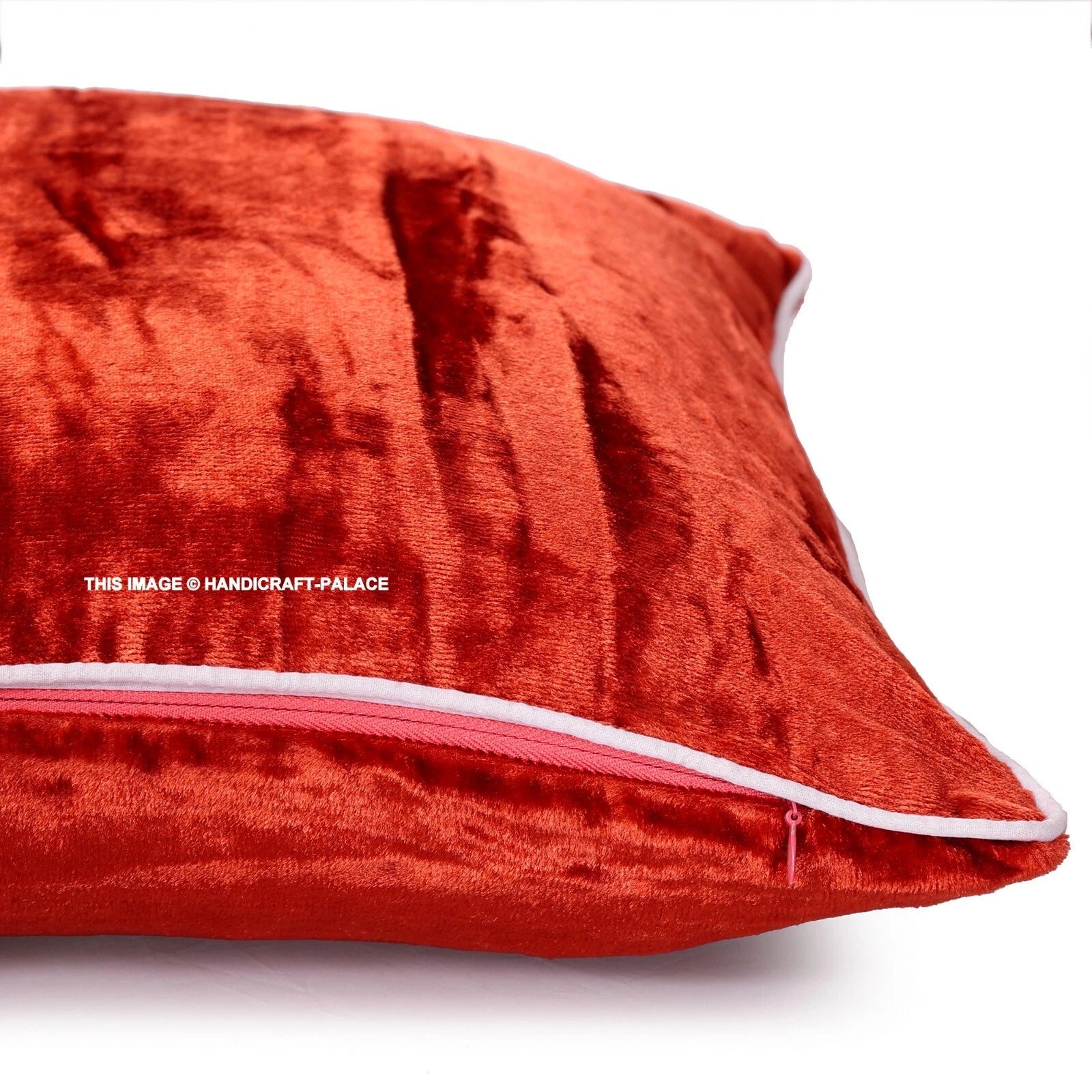 Set of 2 Soft Velvet Solid Rust Color Throw Pillow Case Sofa Bed Cushion Cover