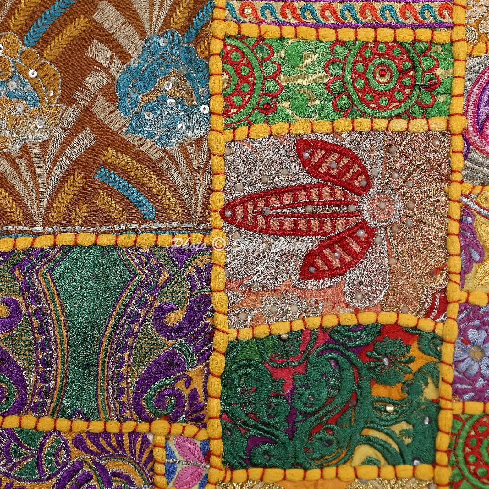 Decorative Home Decor 16 x 16 in Cushion Cover Vintage Patchwork Pillow Case