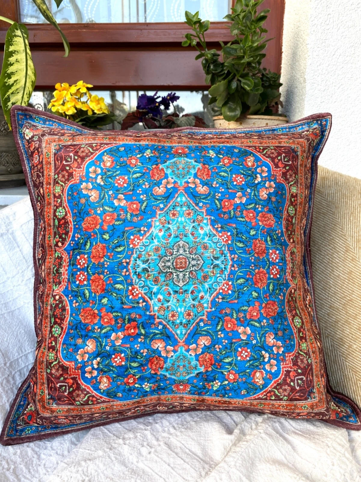 Boho Pillow Cover 18x18, Handmade Pillow Case