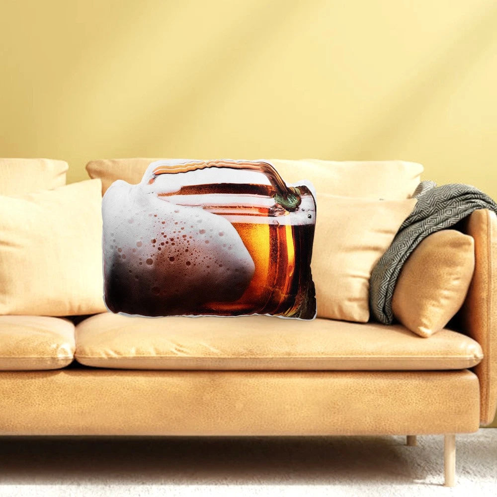 Beer Pillow Fun Shaped Pillows Funny Throw Couch Cartoon Cushion
