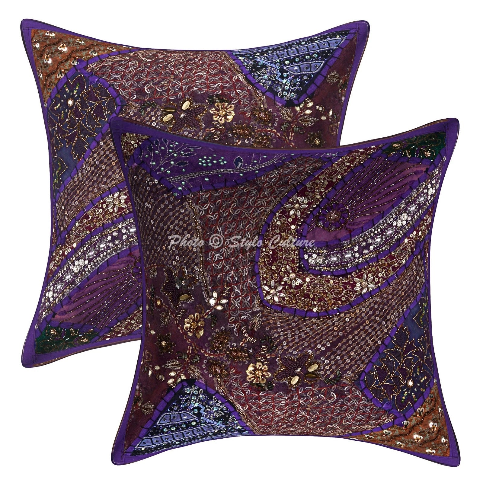 New Home Decor Boho Beaded 16 x 16 in Pillow Cover Case Handwoven Cushion Room