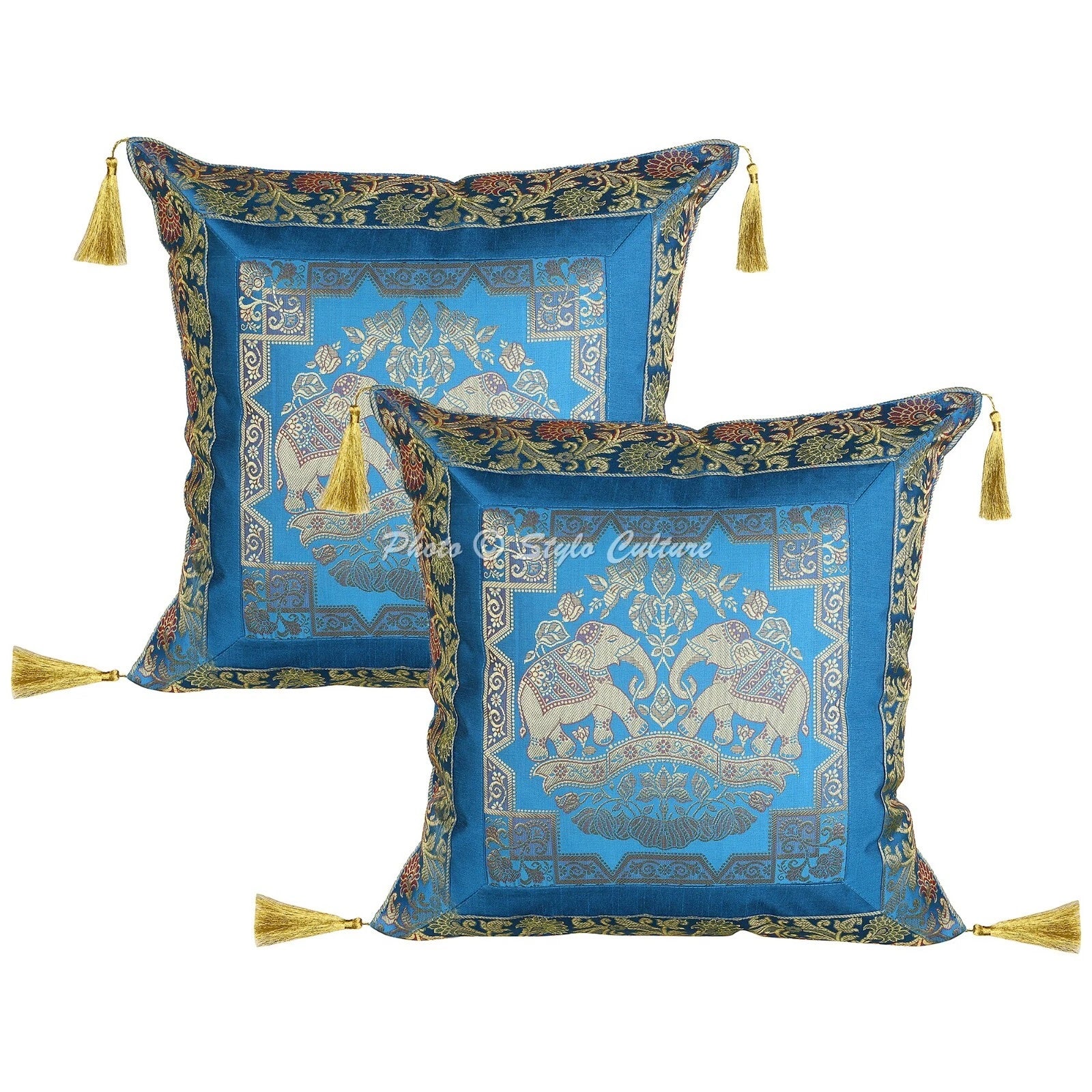 Cushion Cover Ethnic Brocade Jacquard 18 x 18 in Hippie Sofa Car Pillow Case
