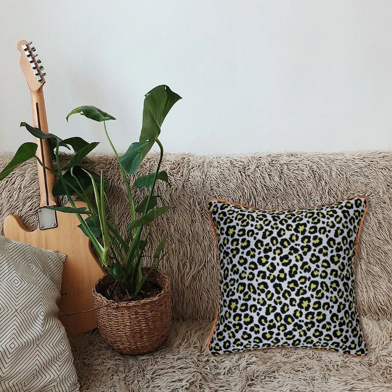 Leopard Print Throw Pillow Cover Square Cushion Covers Pillowcase for Bed Sofa