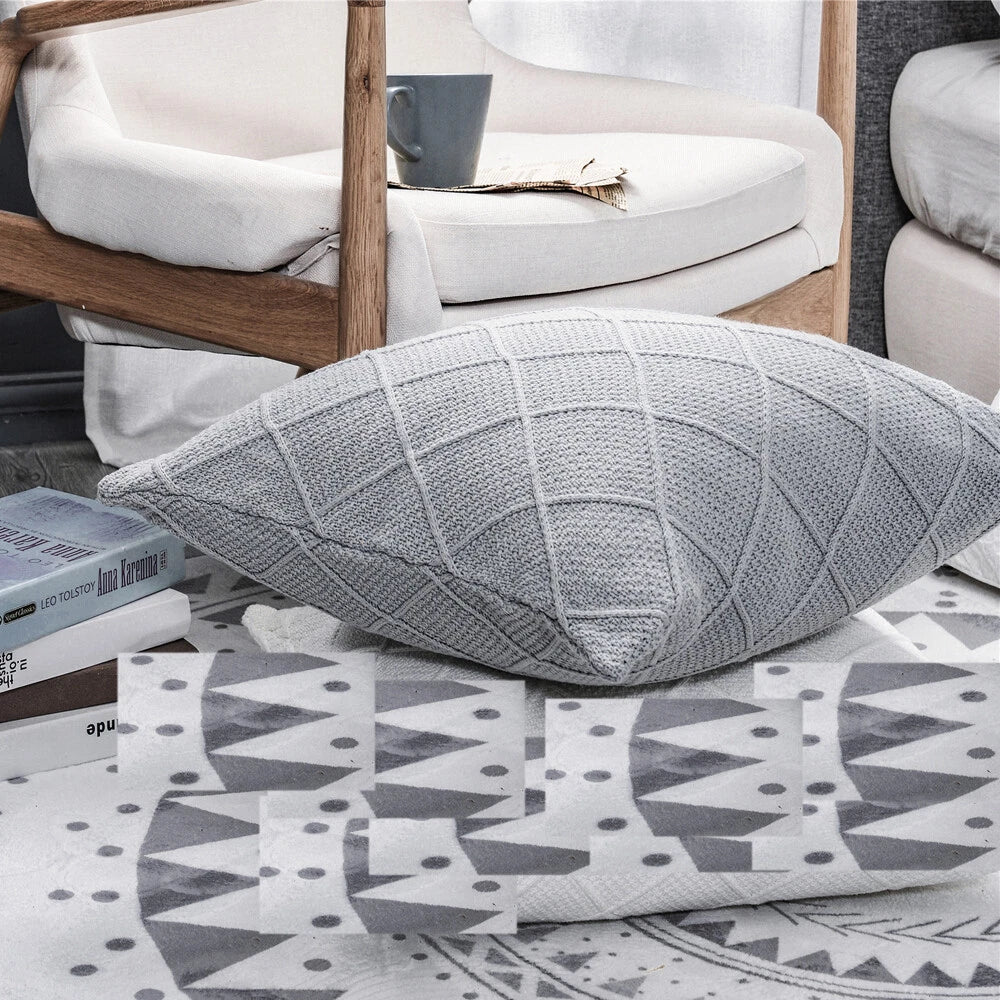 45*45cm Knitted Throw Pillow Cover Soft Sofa Office Cushion Pillow Case