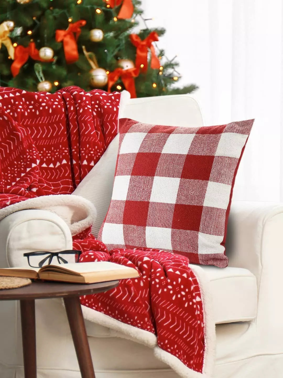 Indian Throw Cotton Check Cushion Cover For Sofa, Living Room Or Bed 18x18 inch