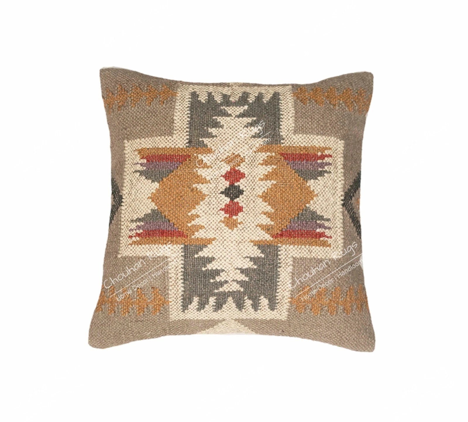 Indian Handmade 4 Set Wool Jute Kilim Cushion Cover 45x45 Cm Decor Sofa And Room