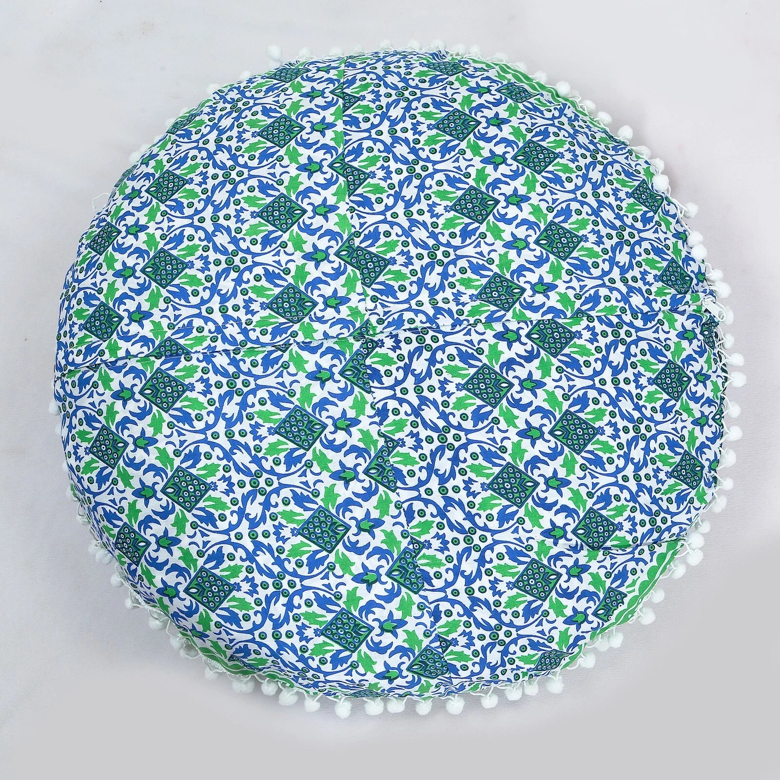 Green Round Boho Cushion Cover Meditation Indian Cotton Sofa Bed Pillowcase 55cm
