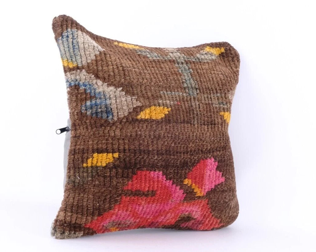 Pillow Case Jute Rug Kilim Handmade Indian Vintage Throw Cushion Cover 16x16"