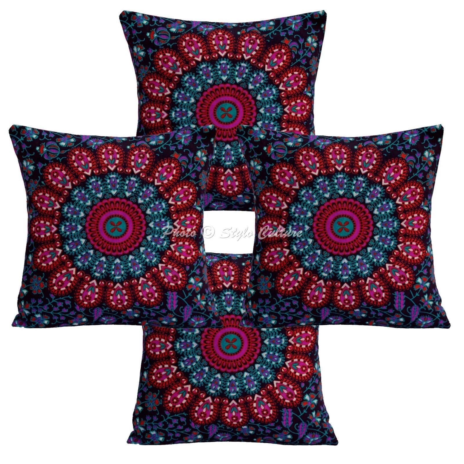 Indian Mandala Handwoven Pillow Cases Floor Boho Home Sofa Art Car Cushion Cover