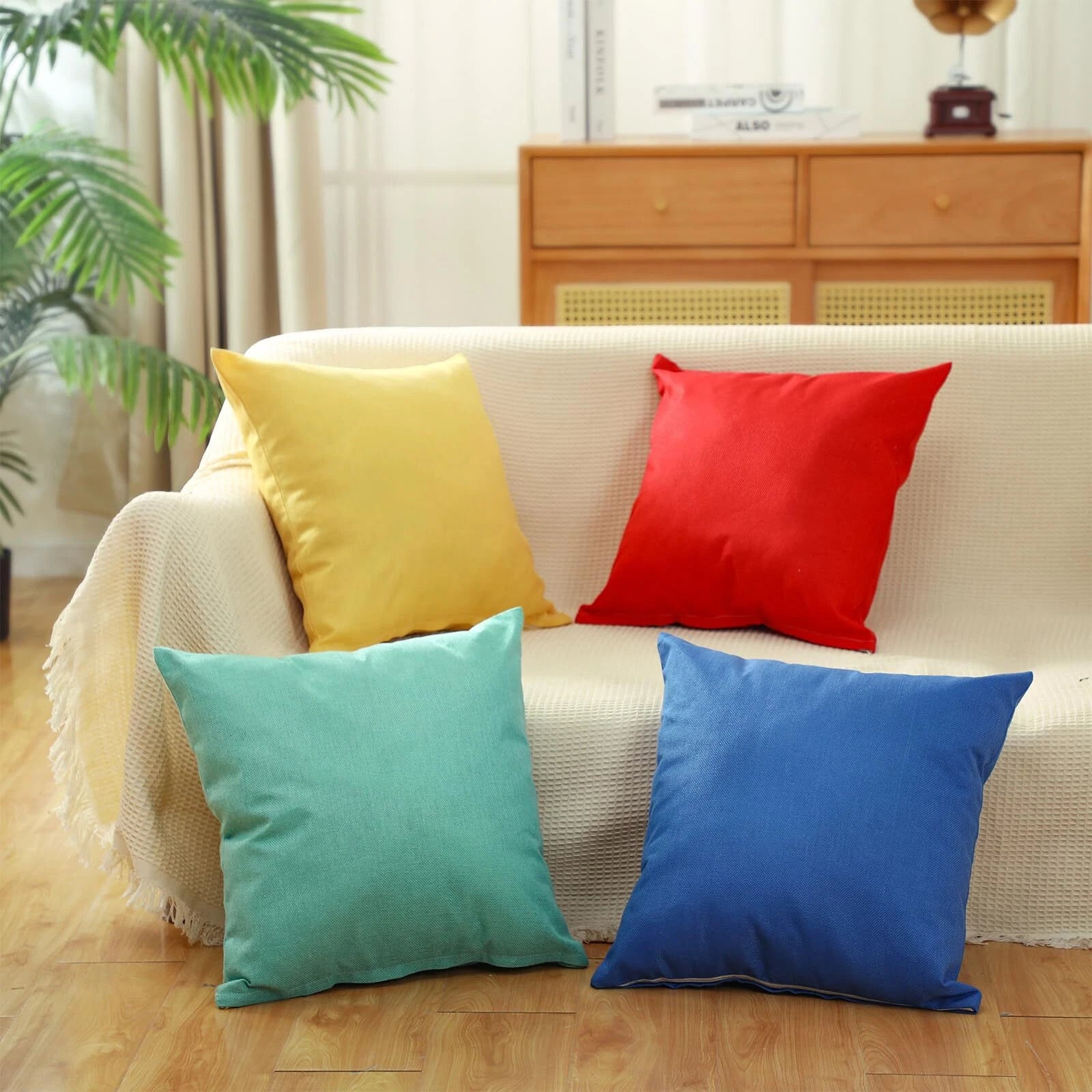 16 Pcs Colorful Decorative Throw Pillow Covers Bulk Multicolor 18 x 18 Inch S...