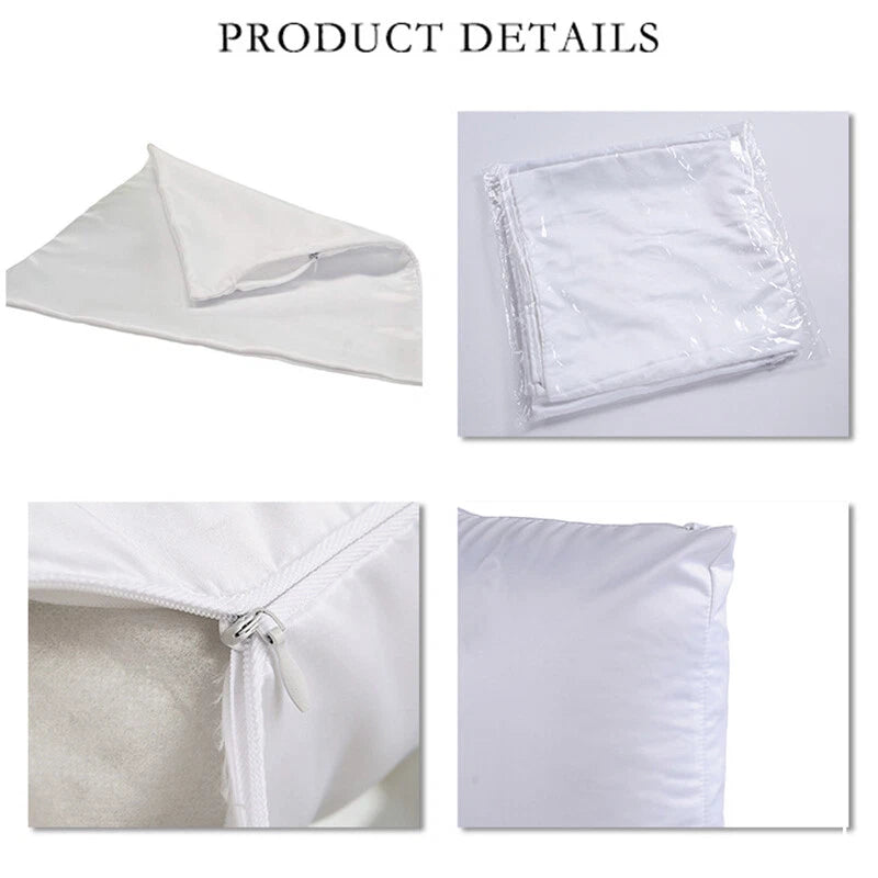 10Pcs 18" White Sublimation Blank Pillow Case Cushion Cover Car Home Sofa Decor