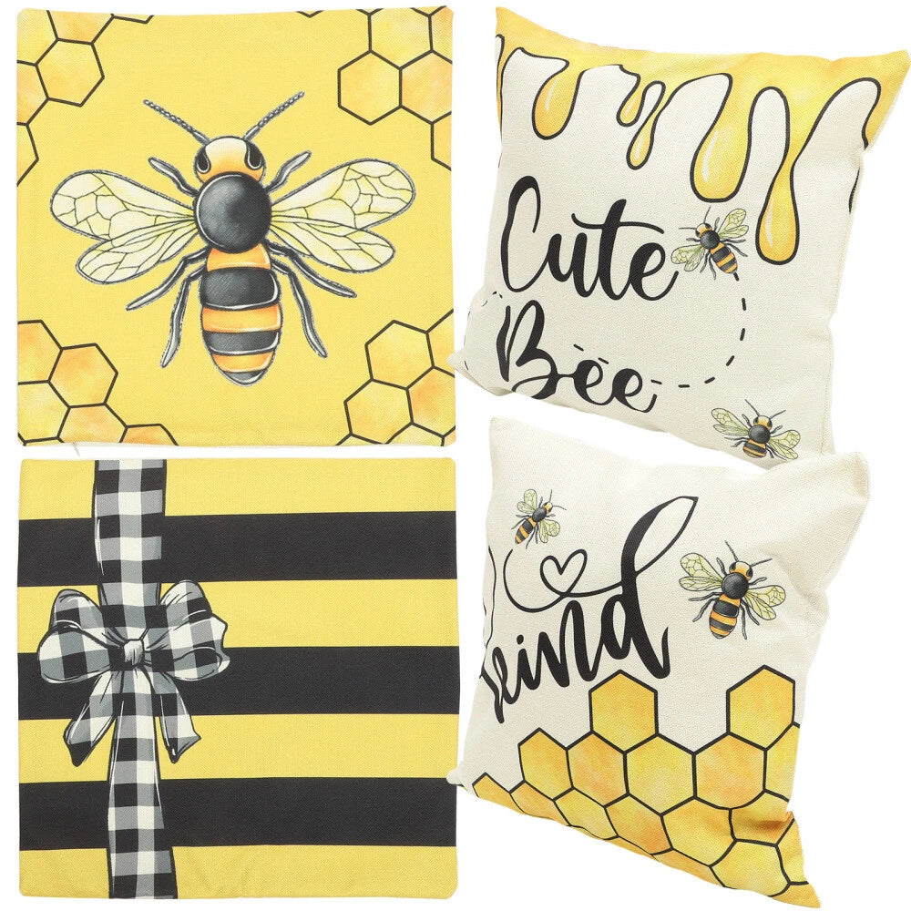 4pcs Decorative Adorable Comfortable Cushion Cover Pillowcase Square Replacement