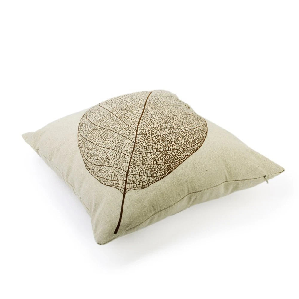Leaf Decorative Cushion Cover Cotton Linen Sofa Throw Pillow Case