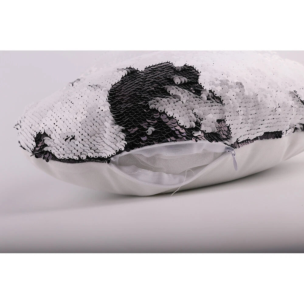 10Pcs Heart Shaped Sublimation Pillow Case Sequin Glitter Sofa Cushion Cover DIY