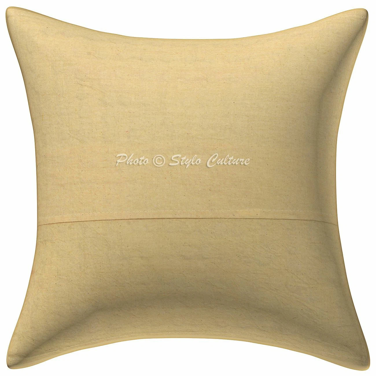 Ethnic Cotton Sofa Throw Pillow Case Yellow Embroidery Mirror Cushion Cover
