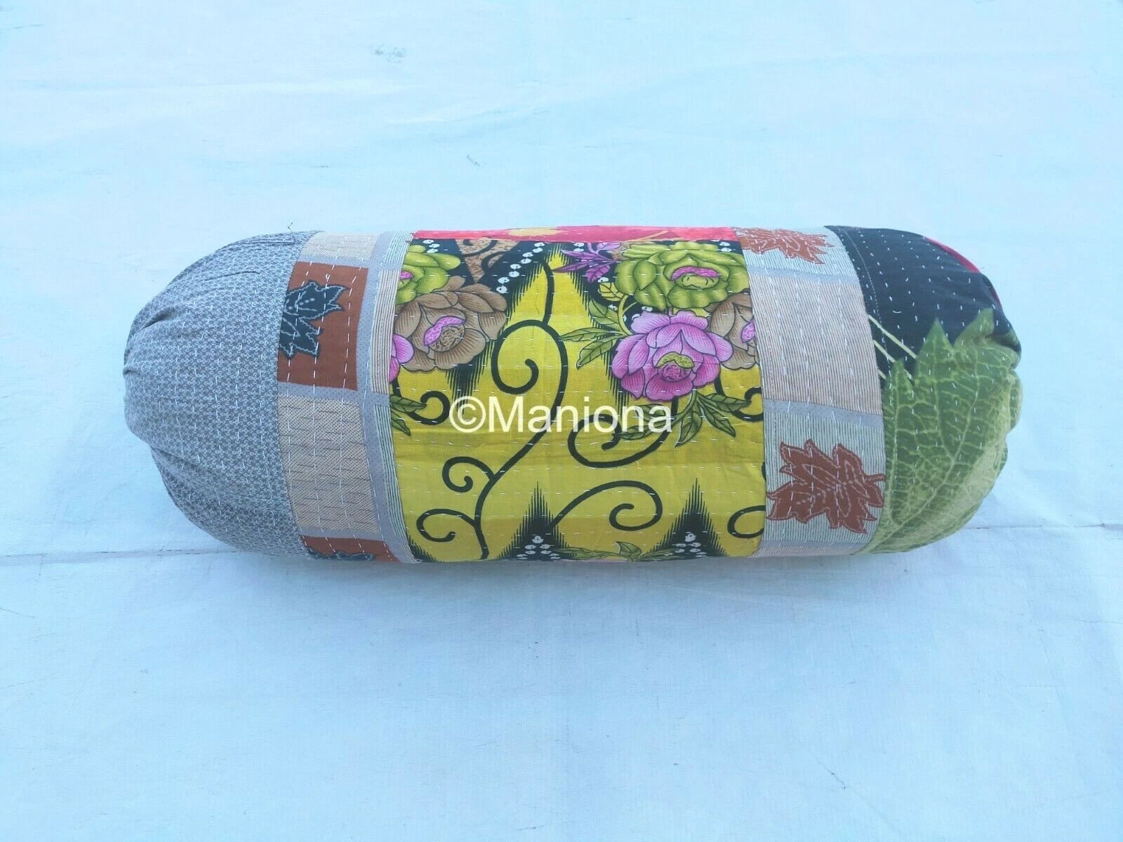 Indian Floral Home Decor Bed Sofa Yoga Bolster Cotton Cushion Cover 30X15 Inch