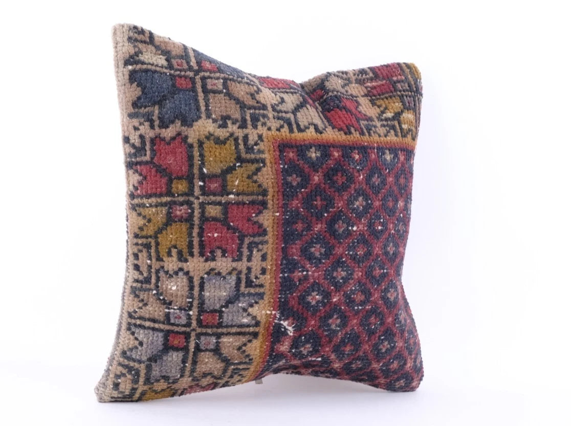 16''x16'' Turkish Kilim Pillow Cover Sofa Rug Decorative Handmade Cushion Cover