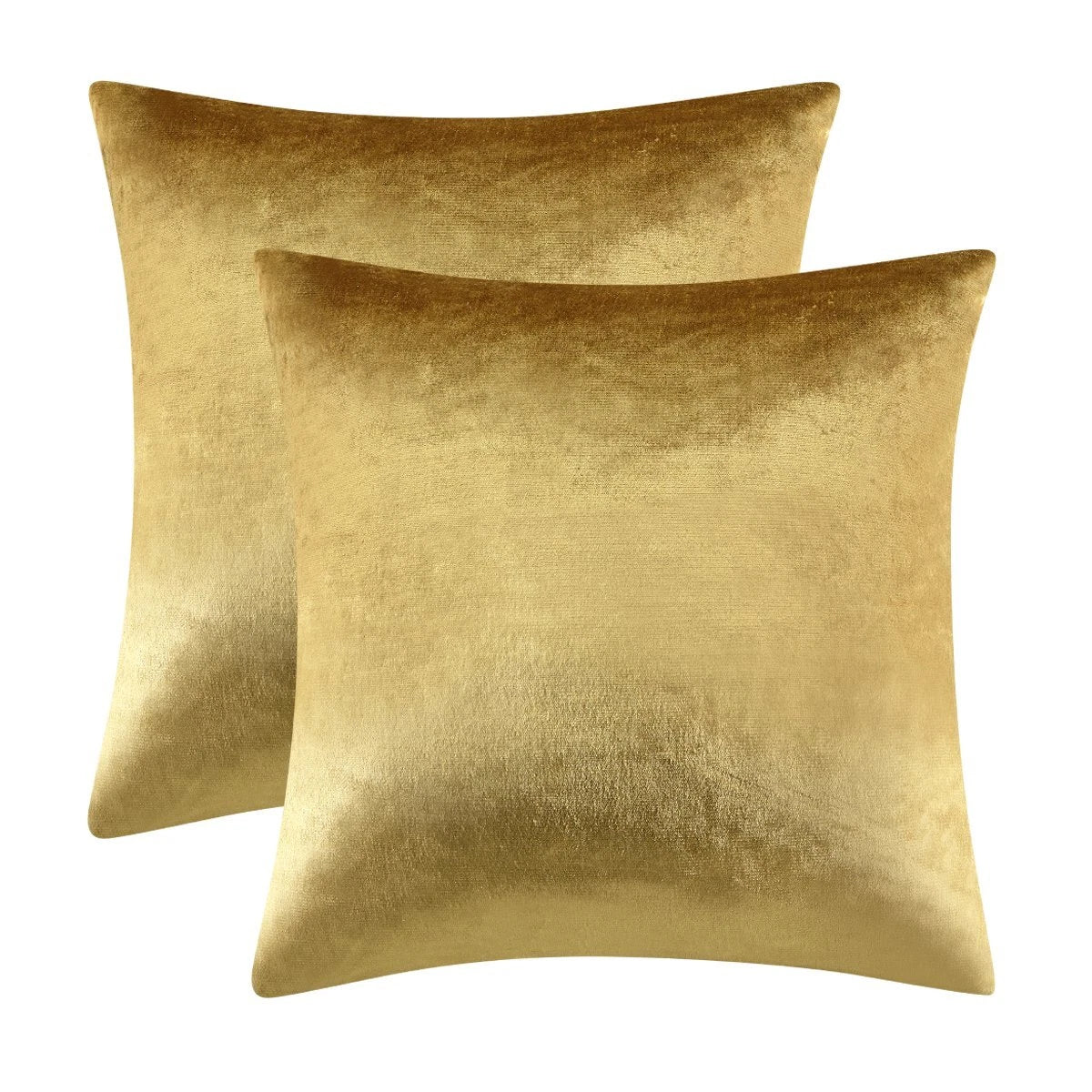 Gold Velvet Decorative Throw Pillow Covers for Sofa Bed 2 Pack Soft Cushion C...