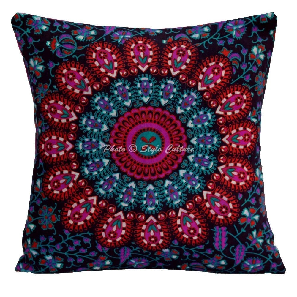 Indian Mandala Handwoven Pillow Cases Floor Boho Home Sofa Art Car Cushion Cover