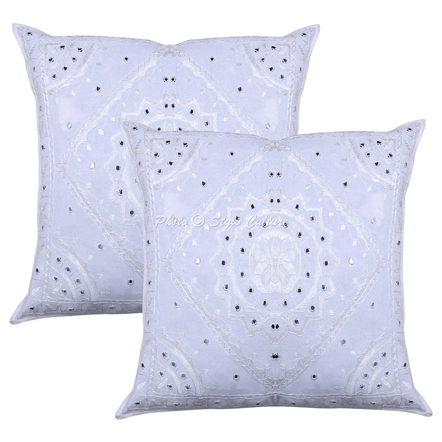 Cushion Cover Handmade Ethnic Embroidered 24 x 24 in Hippie Sofa Car Pillow Case