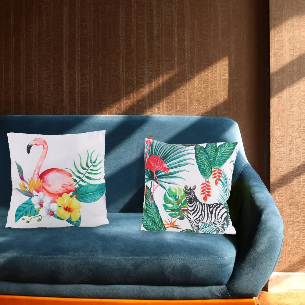 4pcs Flamingo Pillow Covers Square Throw Pillowcase Bed Sofa Cushion Cover