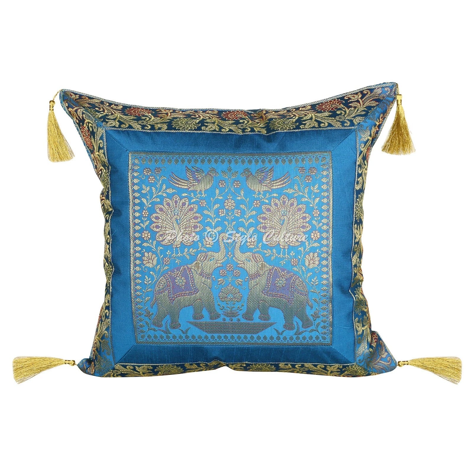 Boho Bohemian Cushion Cover Brocade Jacquard Elephant Decor Pillow Cover Case