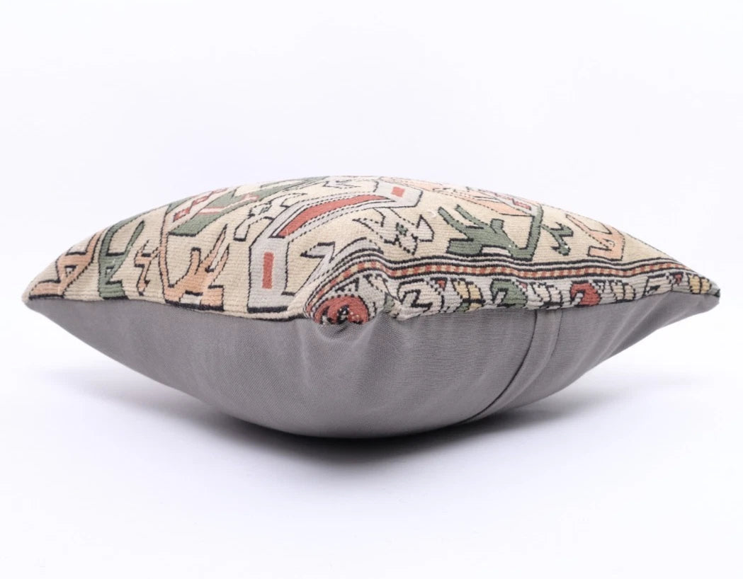 Hand Woven Kilim Rug Pillow Case 18" Vintage Handmade Jute Throw Cushion Cover