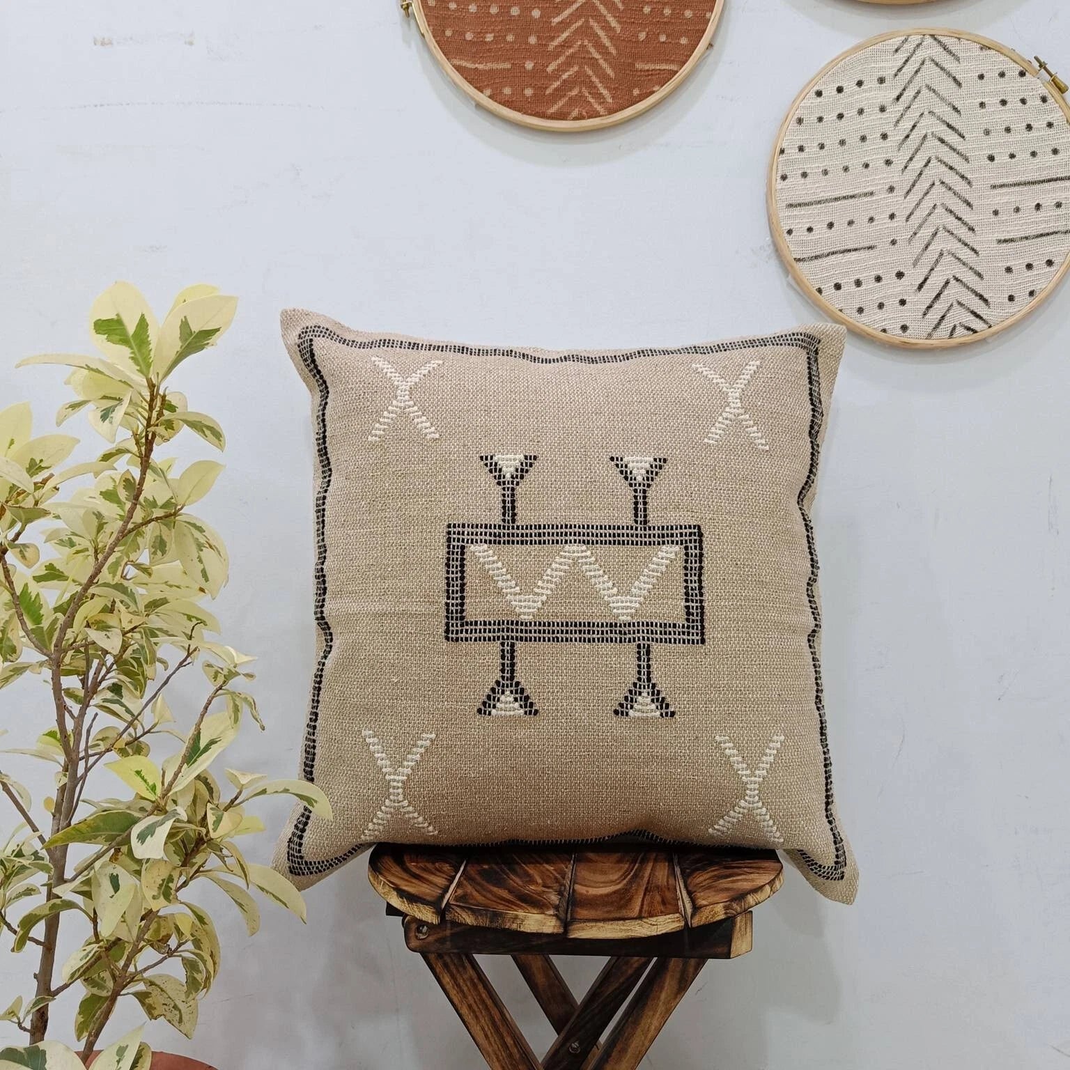 Elegant handwoven Sabra pillow cover Cotton cushion cover for sofa decor