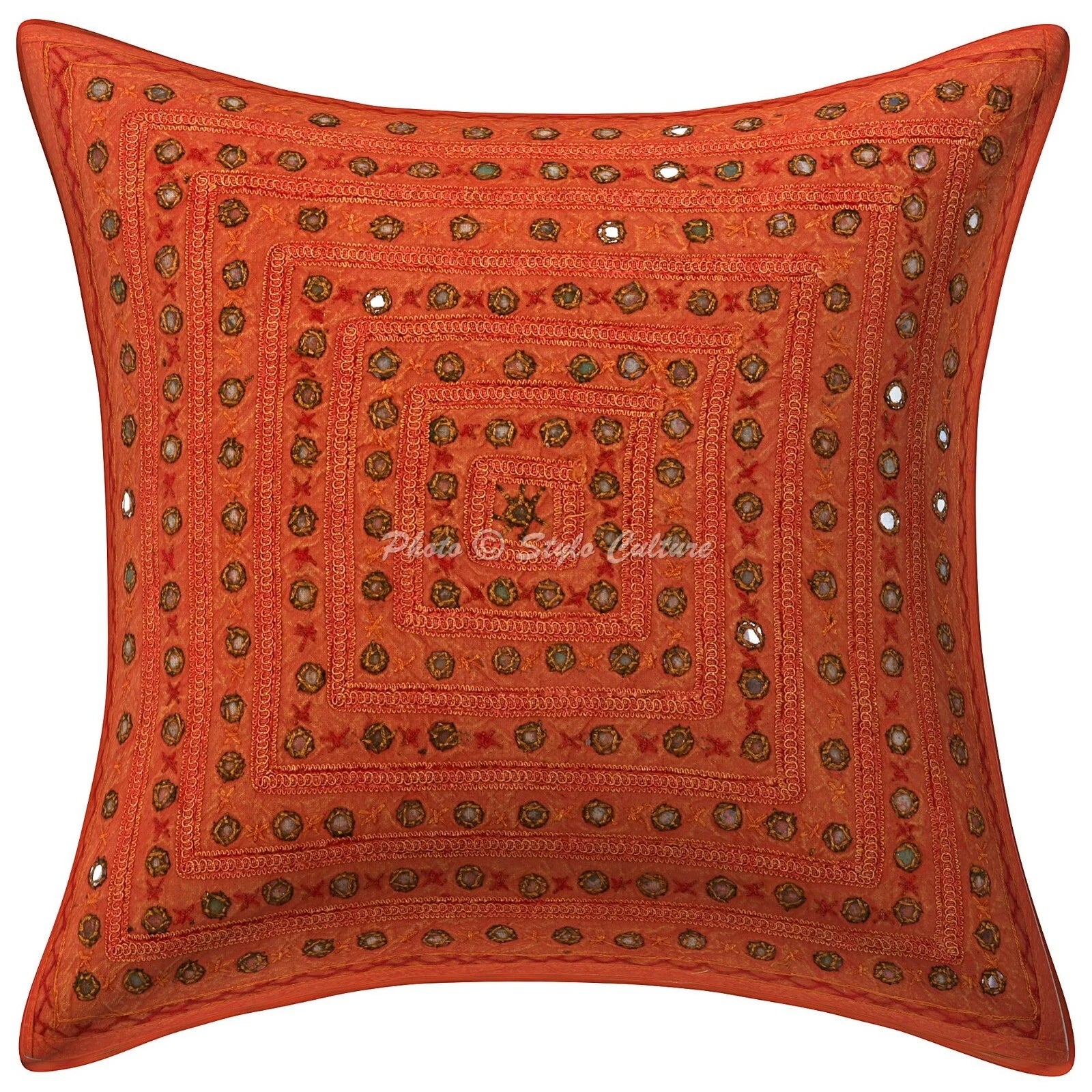 Handwoven Home Decor Cushion Mirrored Embroidered Pillow Cover Case Meditation