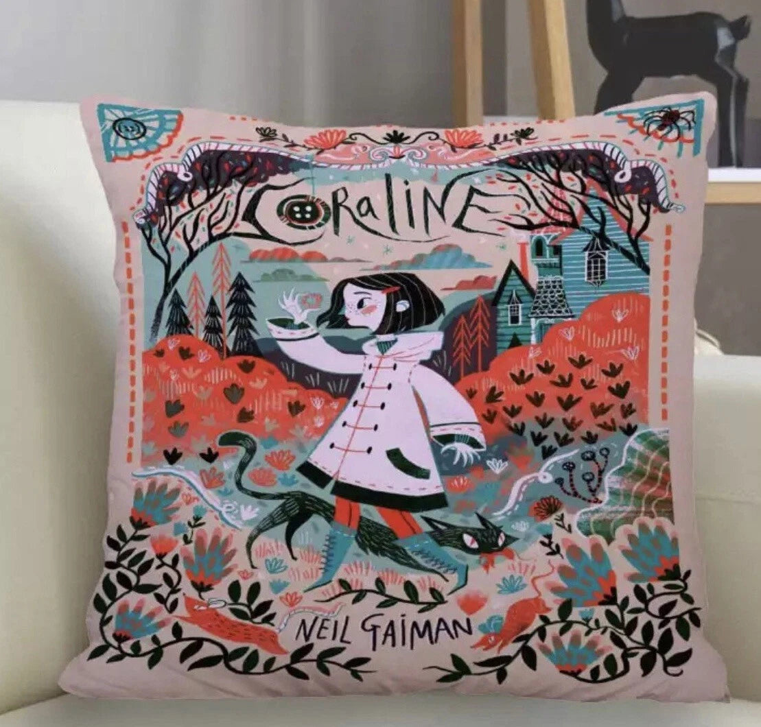 Coraline couch bed room pillow cover up decor pillow Neil Gaiman