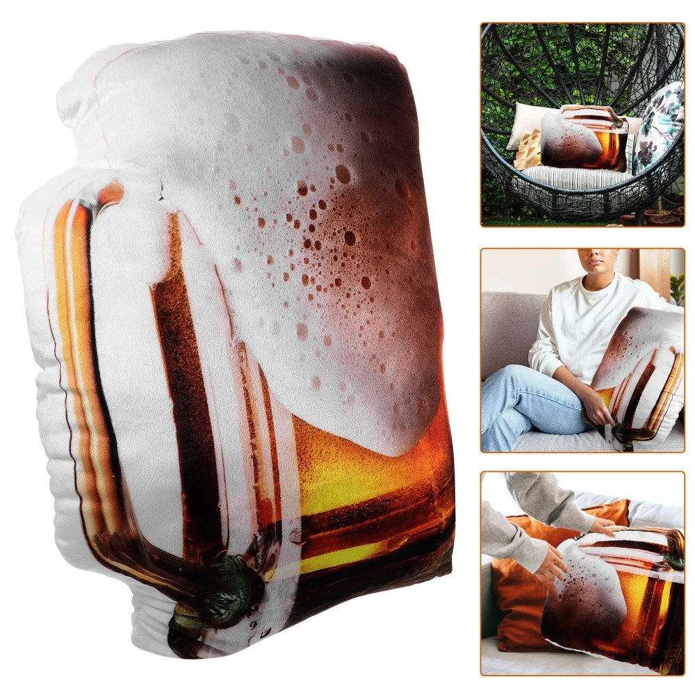 Beer Pillow Fun Shaped Pillows Funny Throw Couch Cartoon Cushion