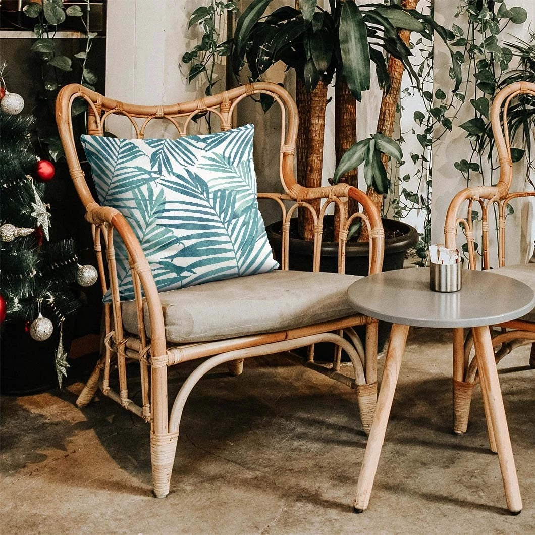 Blue Plant Leaf Decorative Throw Pillow Covers for Couch Bed Sofa Living Room...