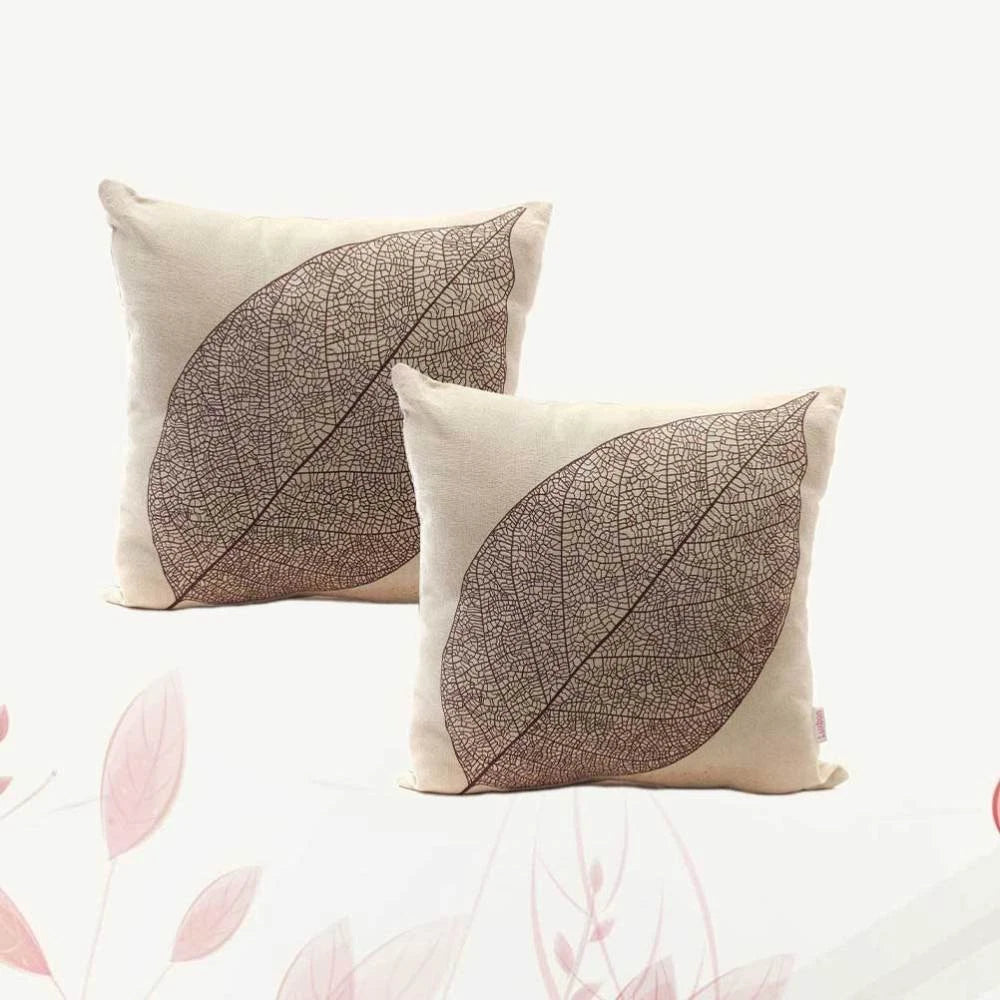 2 Pcs Leaf Pillow Cover Cushion Autumn Linen Square Sofa Pillowcase