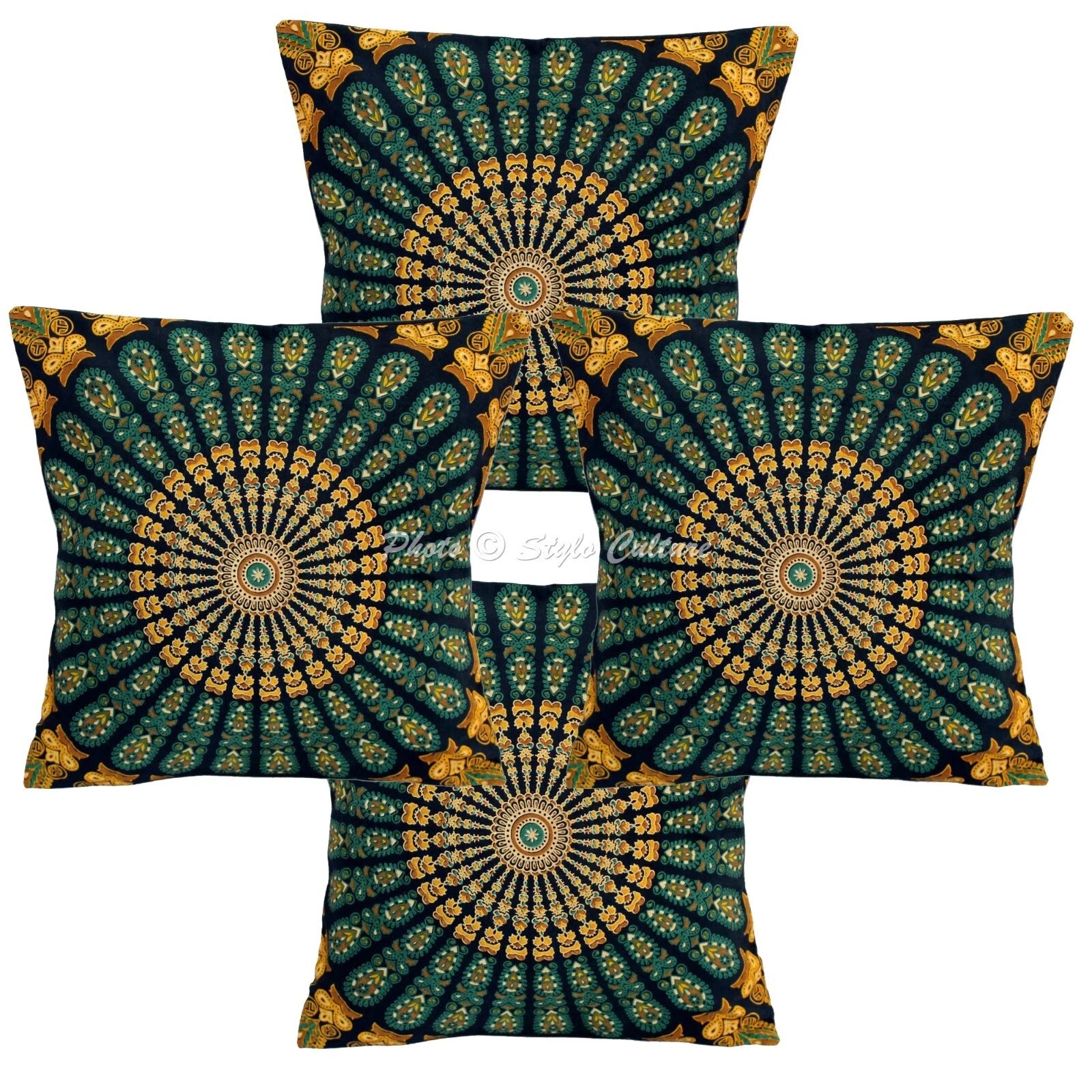 Mandala Handwoven Pillow Cases Floor Indian Home Sofa Art Car Boho Cushion Cover