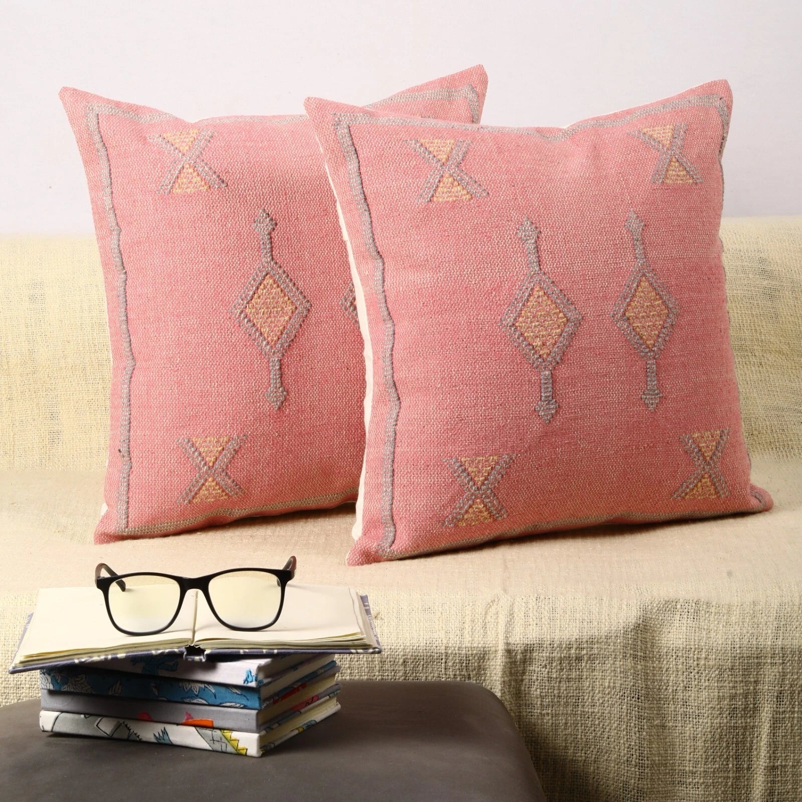 Pink Moroccan Kilim Sabra pillow cover set of 2 cushion cover for Home decor