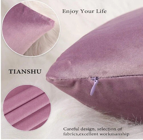 4 Pieces Soft Velvet Solid Violet Throw PILLOW COVER Sofa Couch Cushion 18x18