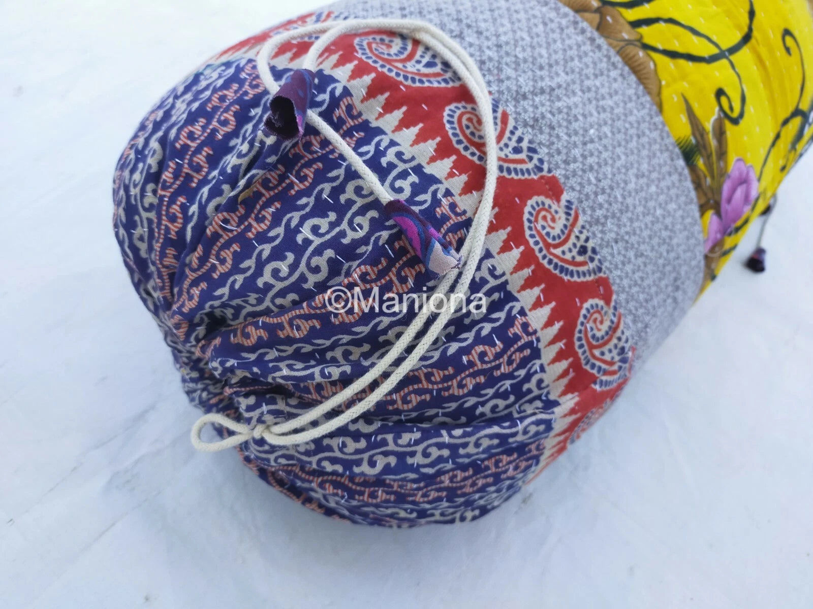 Indian Bolster Sofa Bed Cover Decorative Kantha Vintage Cotton Cushion Bolster