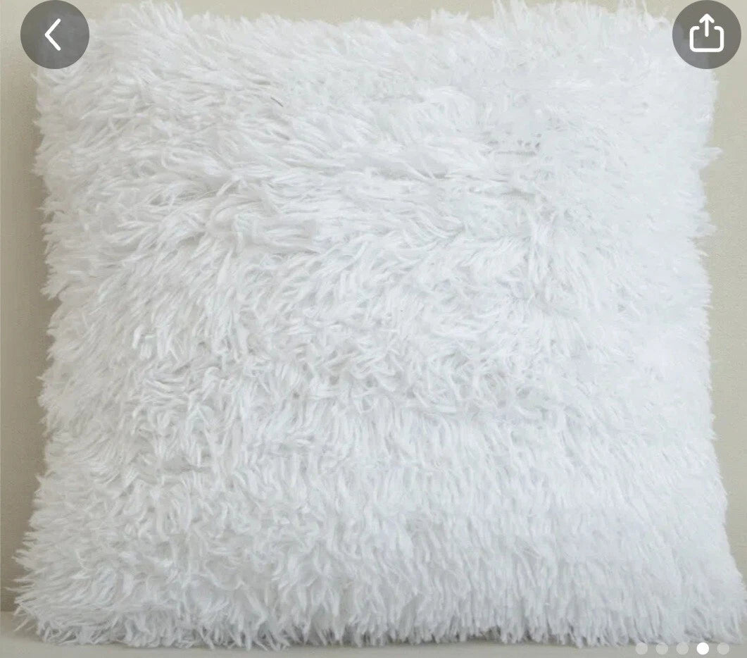 Decorative  plush pillow cushion covers 18x18 set of 2 White for sofa or bed
