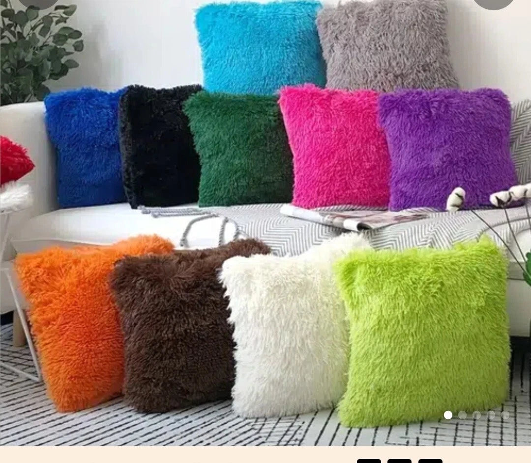 Decorative  plush pillow cushion covers 18x18 set of 2 White for sofa or bed