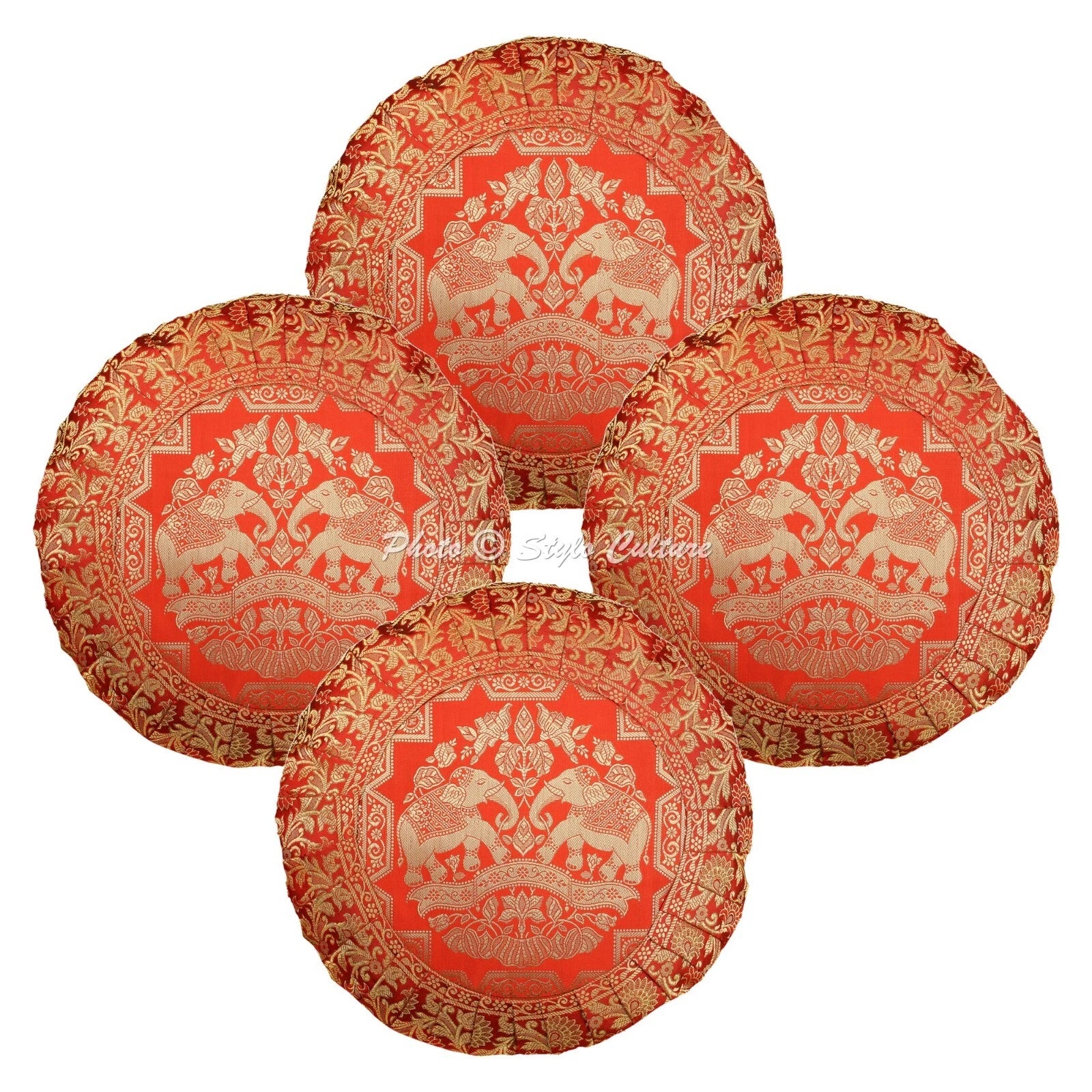 Pillow Cover Elephant Brocade Jacquard Decor Car Sofa Cushion Case 17 x 17 in