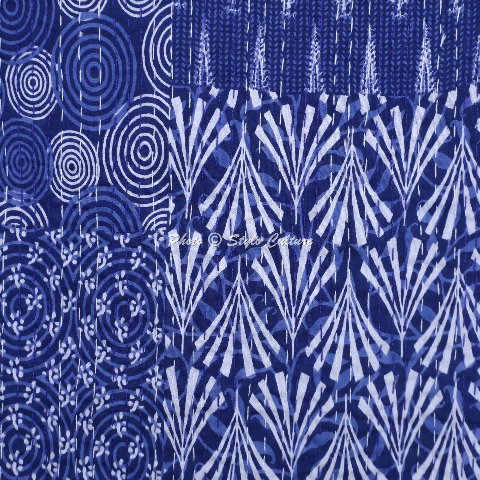 Cushion Cover Pillow Case Kantha Indian Traditional Throw Decor Art Yoga