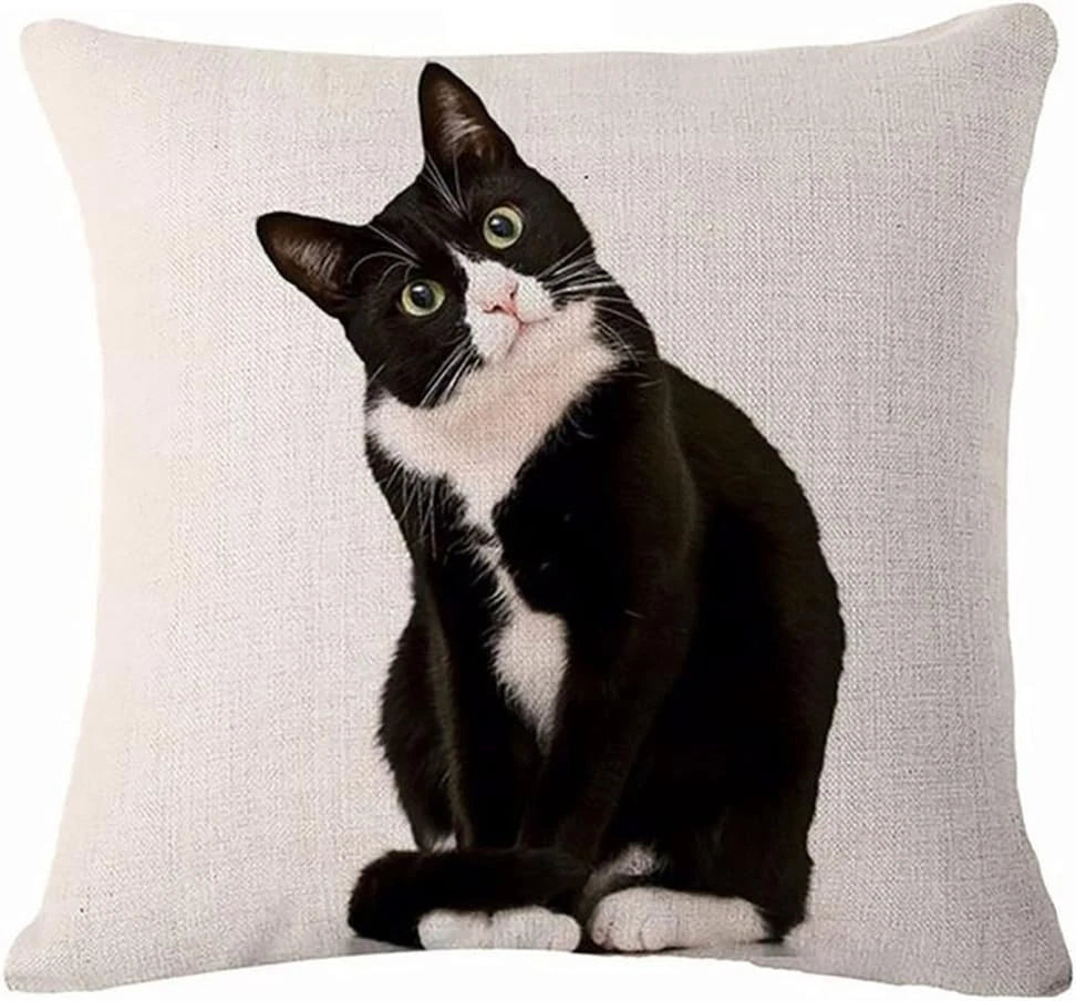 Glareshop Cat Print Linen Pillow Case Cushion Throw Cover Home Sofa Cafe...