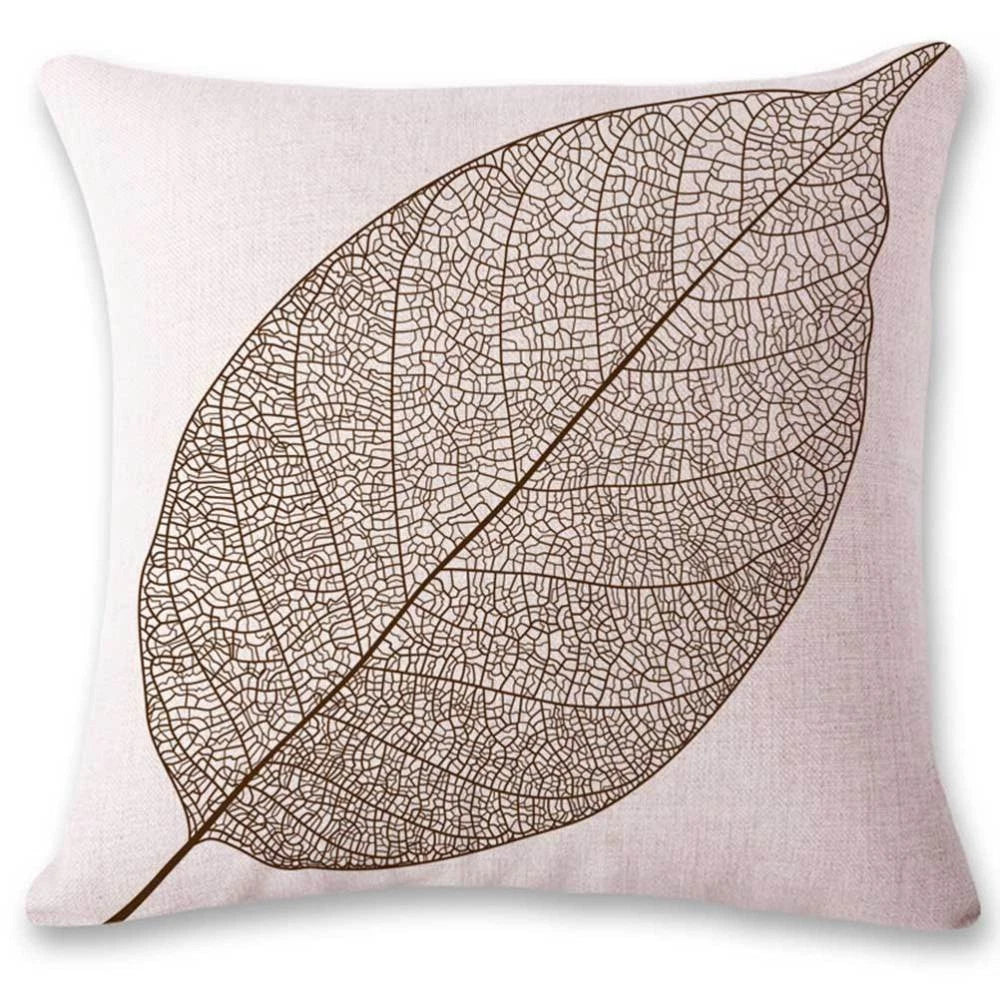 2 Pcs Leaf Pillow Cover Cushion Autumn Linen Square Sofa Pillowcase