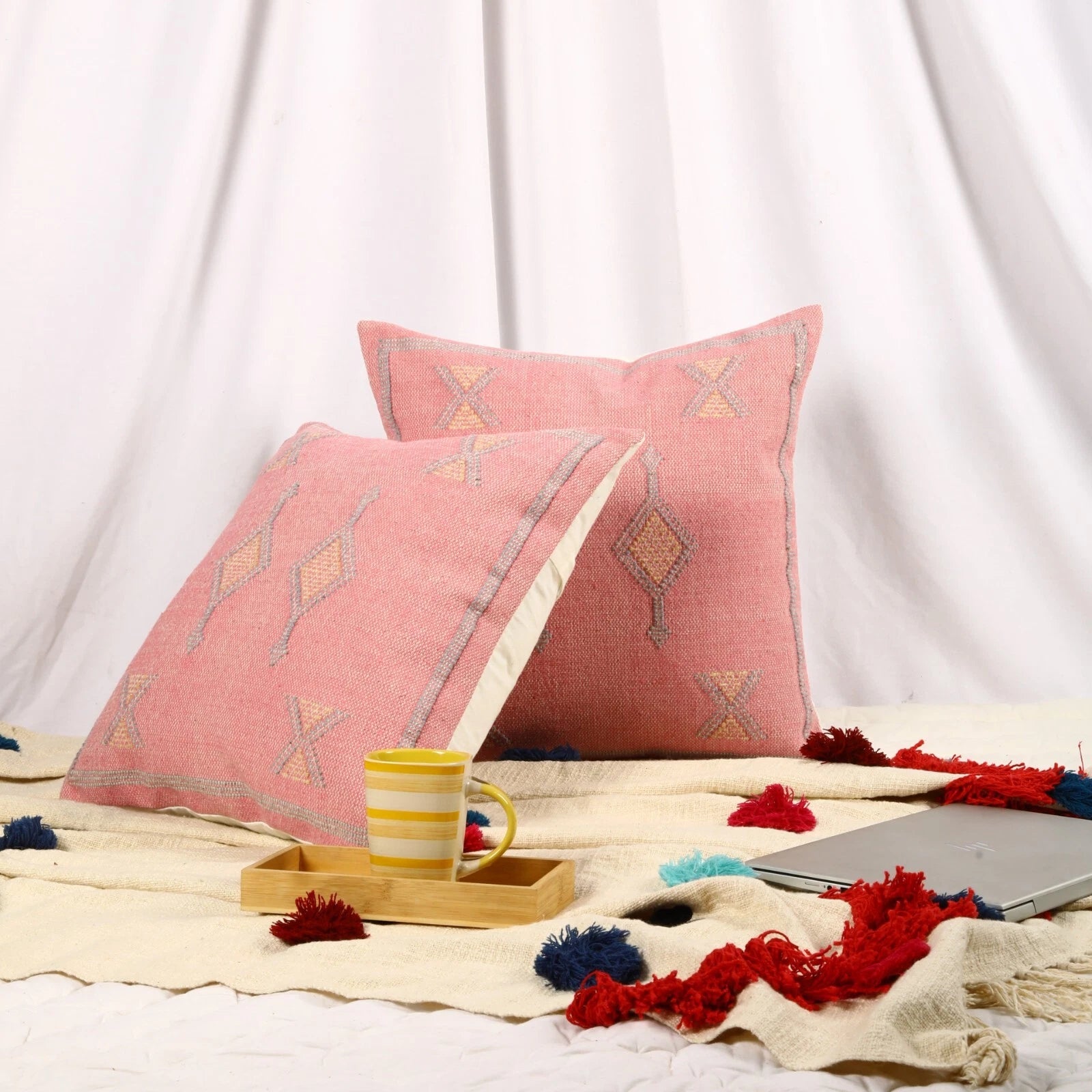 Pink Moroccan Kilim Sabra pillow cover set of 2 cushion cover for Home decor