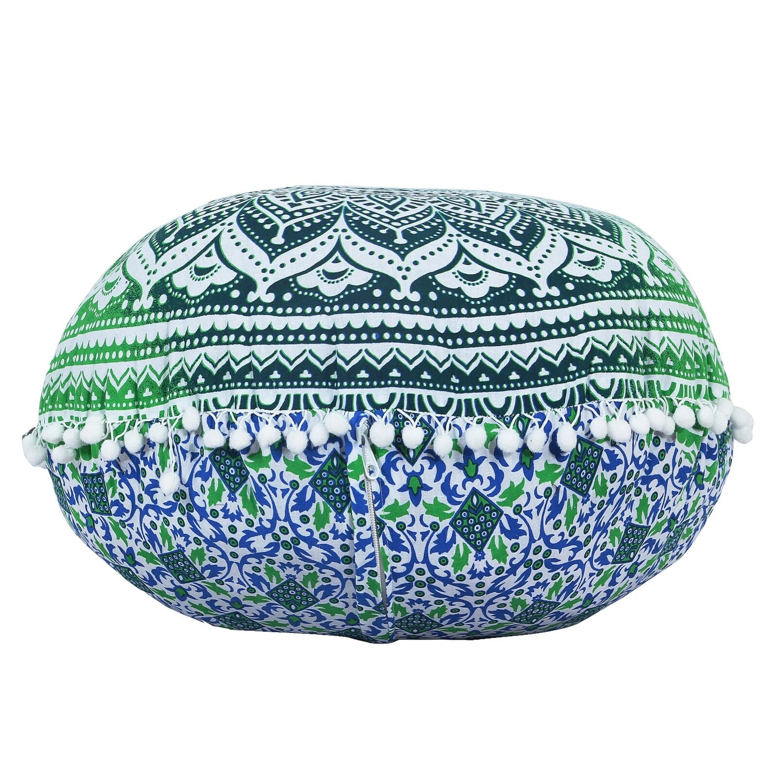Green Round Boho Cushion Cover Meditation Indian Cotton Sofa Bed Pillowcase 55cm